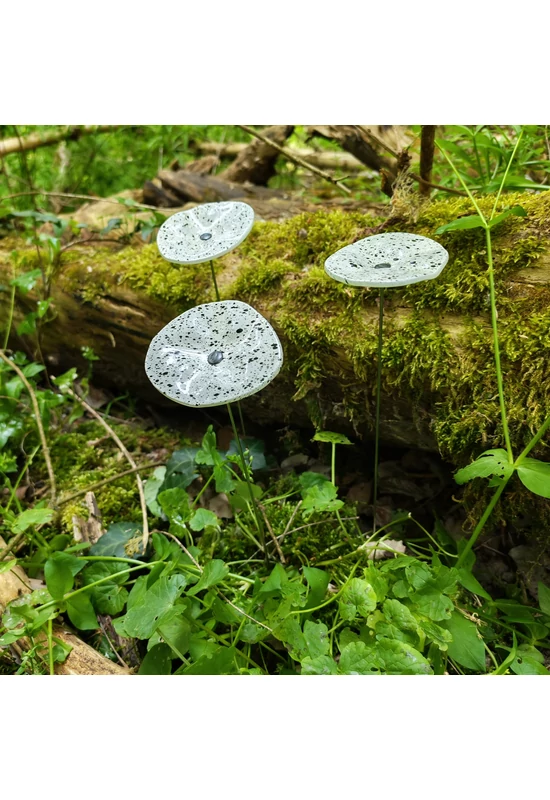 Fehér alapszínű ovális üvegvirág,  fekete pöttyökkel