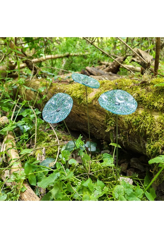 Ovális virág, transzparens alapon zöld-sötétkék pöttyökkel
