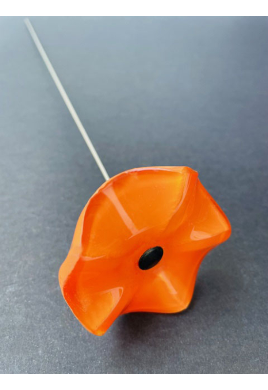 Kis méretű csillagvirág üveg virág beltérre narancssárga színben 43 cm -es rozsdamentes acélszáron