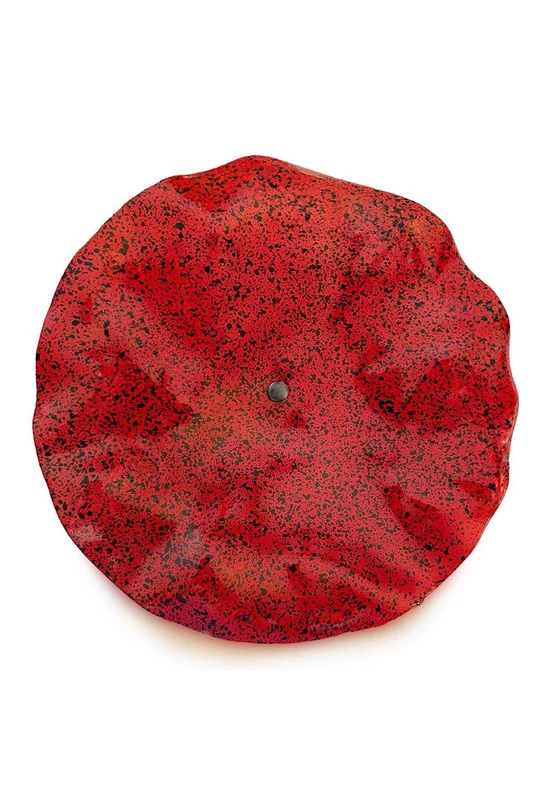 Large size glass flower for outdoor use in red, black colour with 1 meter stainless steel stem