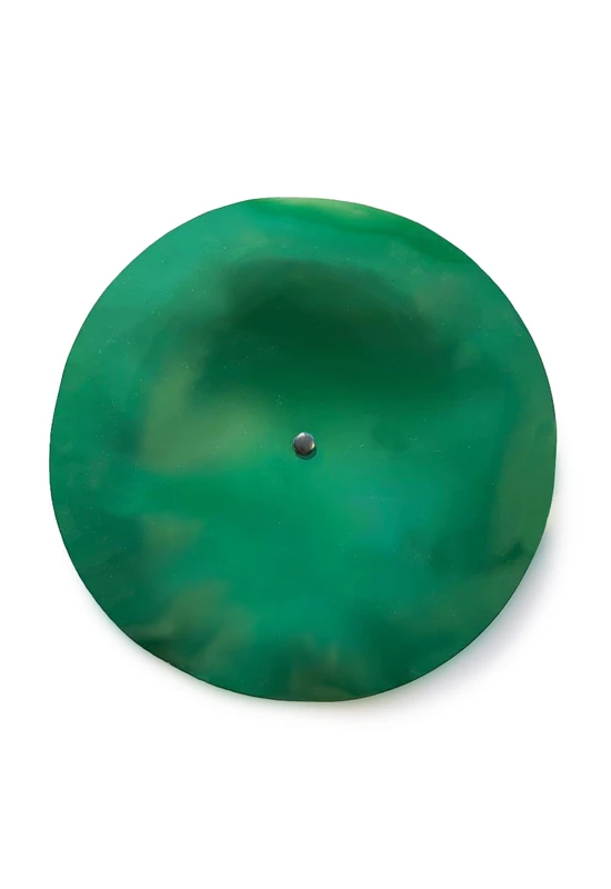 Large size glass flower for outdoor use in green colour with 50 cm stainless steel stem