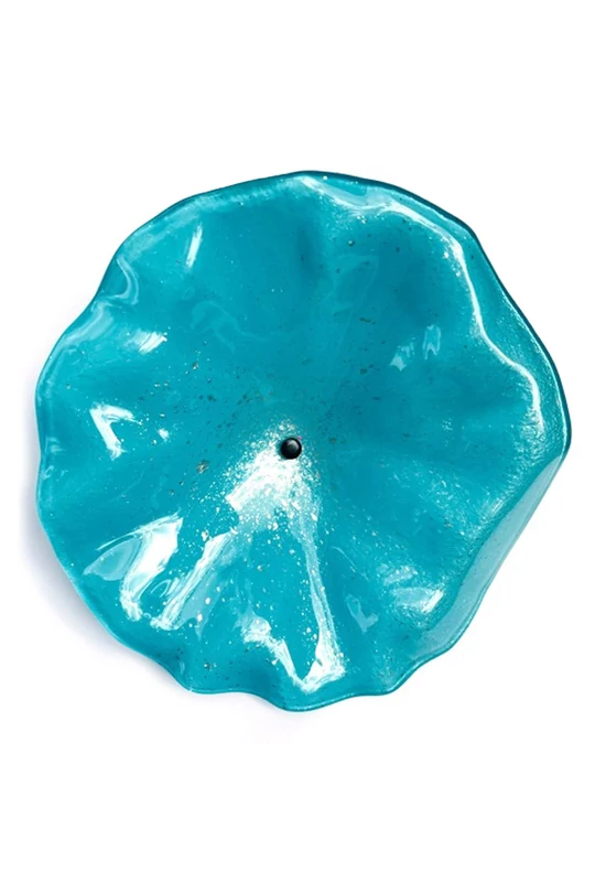 Nagy méretű, kézzel festett üvegvirág, lazac-narancs  színállásban, kültéri használatra 1 m-es acélszáron