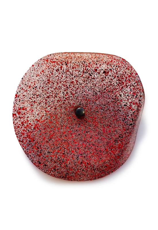 Medium size funnel shaped glass flower for outdoor use in transparent, black, red colour with 50 cm stainless steel stem