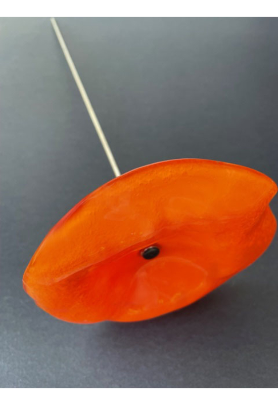 üveg virág kültérre narancssárga színben 100 cm -es rozsdamentes acélszáron
