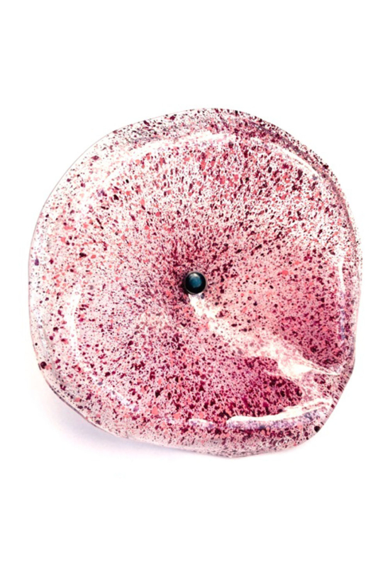 üveg virág kültérre transzparens magenta, pink színben 50 cm -es rozsdamentes acélszáron