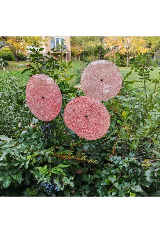 Large size glass flower for outdoor use in transparent, white, red colour with 1 meter stainless steel stem