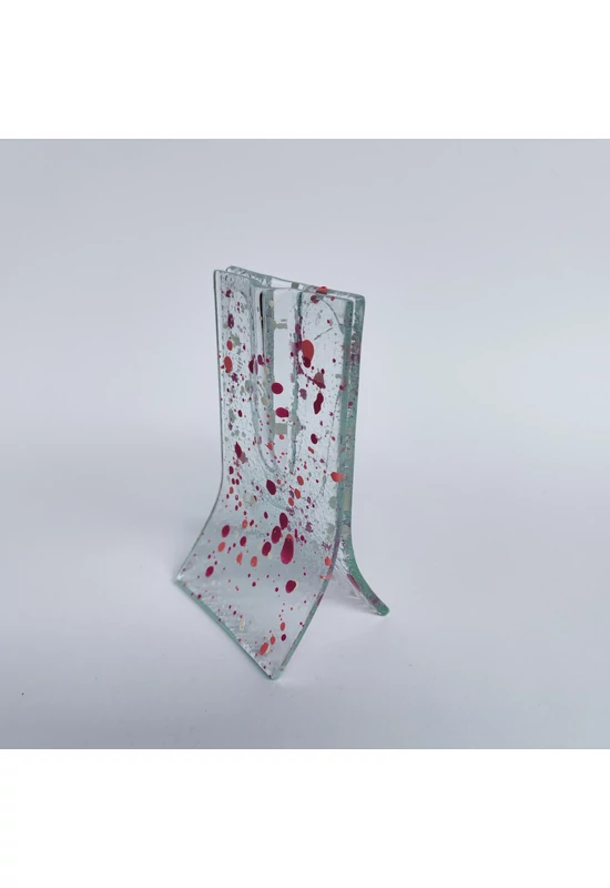 Kis méretű 8x13 cm-es pöttyös váza  fuscia-rózsaszín-fehér színállásban