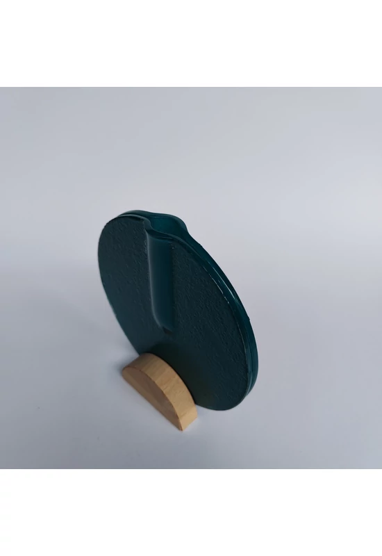 Kis kerek váza bükkfa talppal, 13cm - türkiz