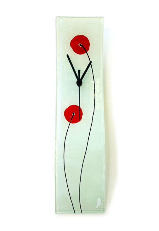 Poppy fehér-piros falióra 10x41 cm