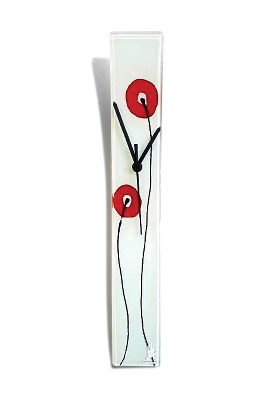 Poppy fehér-piros falióra 6x41 cm