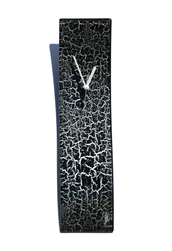 Crackled fekete falióra 10x41 cm