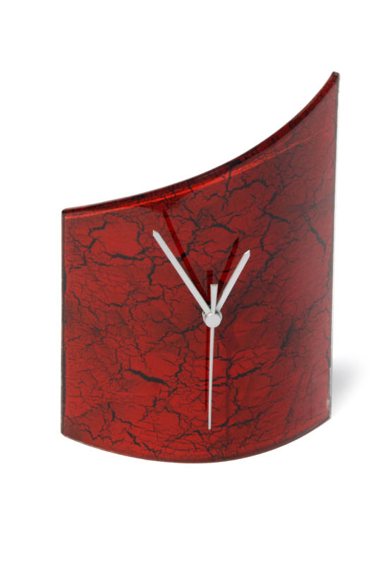 Crackled piros asztali óra 21x26 cm