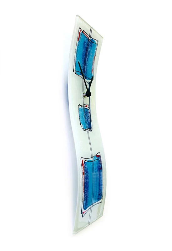 Cubie fehér-kék falióra 10x41 cm