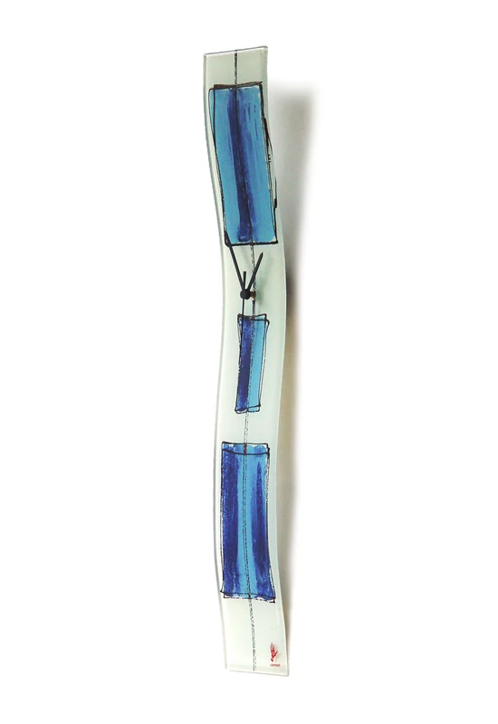 Cubie fehér-kék falióra 10x70 cm