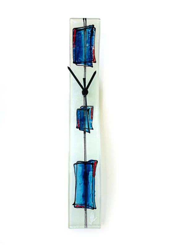 Cubie fehér-kék falióra 6x41 cm