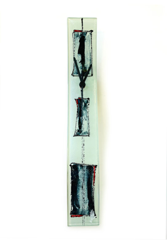 Cubie fehér-szürke falióra 6x41 cm