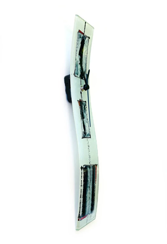 Cubie fehér-szürke falióra 6x41 cm