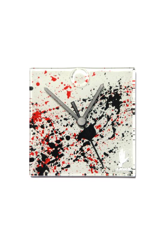 Splash fehér-fekete falióra 13x13 cm