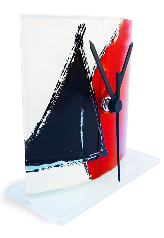 Geometry fehér-ezüst asztali óra 12x14 cm-es méretben oldalsó nézet