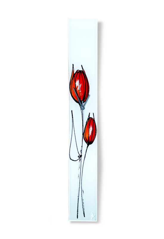 Tulipános falióra piros tulipánokkal 10x70 cm
