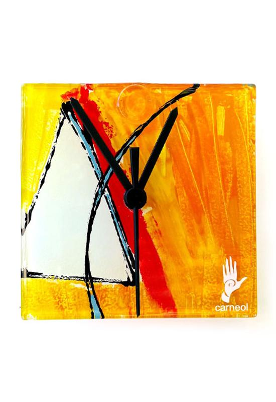 Geometry narancs-fehér falióra 13x13 cm