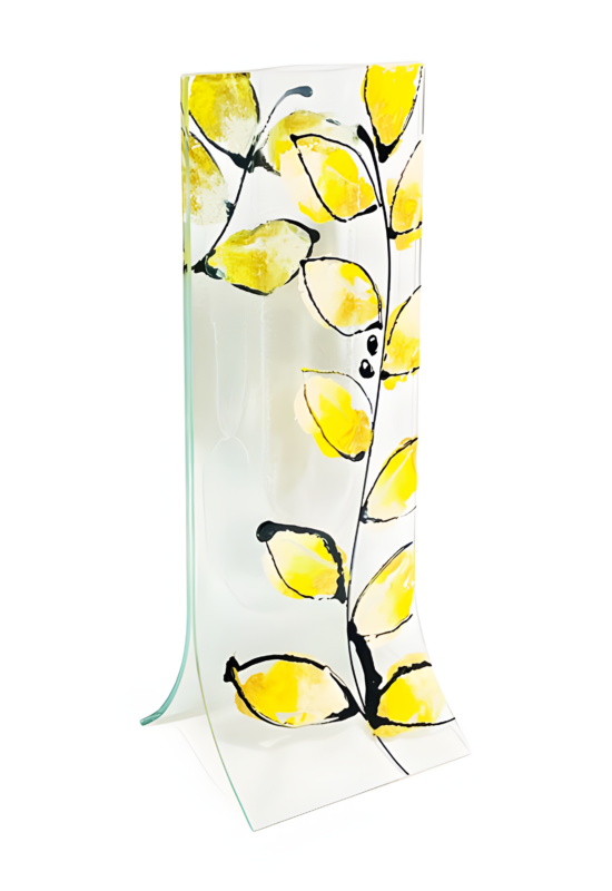 Transzparens alapú arany-leveles váza14x36 cm-es méretben