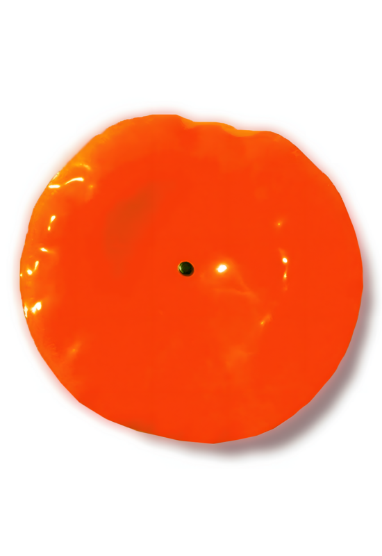Nagy méretű üveg virág kültérre narancs színben 50 cm -es rozsdamentes acélszáron