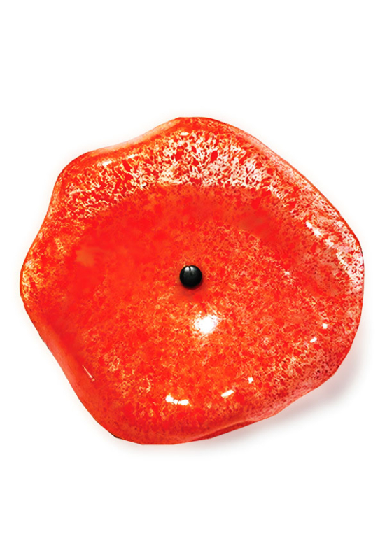 üveg virág kültérre transzparens narancssárga, piros színben 50 cm -es rozsdamentes acélszáron